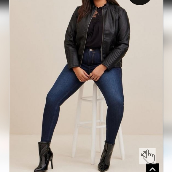 Torrid Faux Leather Collarless Moto Jacket Size 2 - Picture 7 of 8
